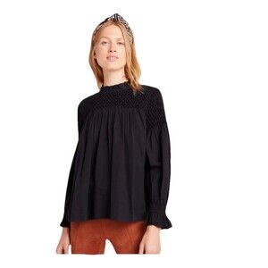 Anthropologie Maeve Billowy silhouette peasant Black Blouse 8